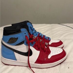 Jordan High-Top Sneakers in Red, Blue, and Black